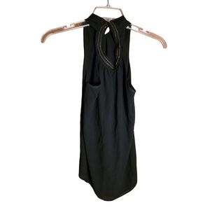 Naked Zebra Black High Neck Halter Top • Size S • Minimalist Draped Blouse